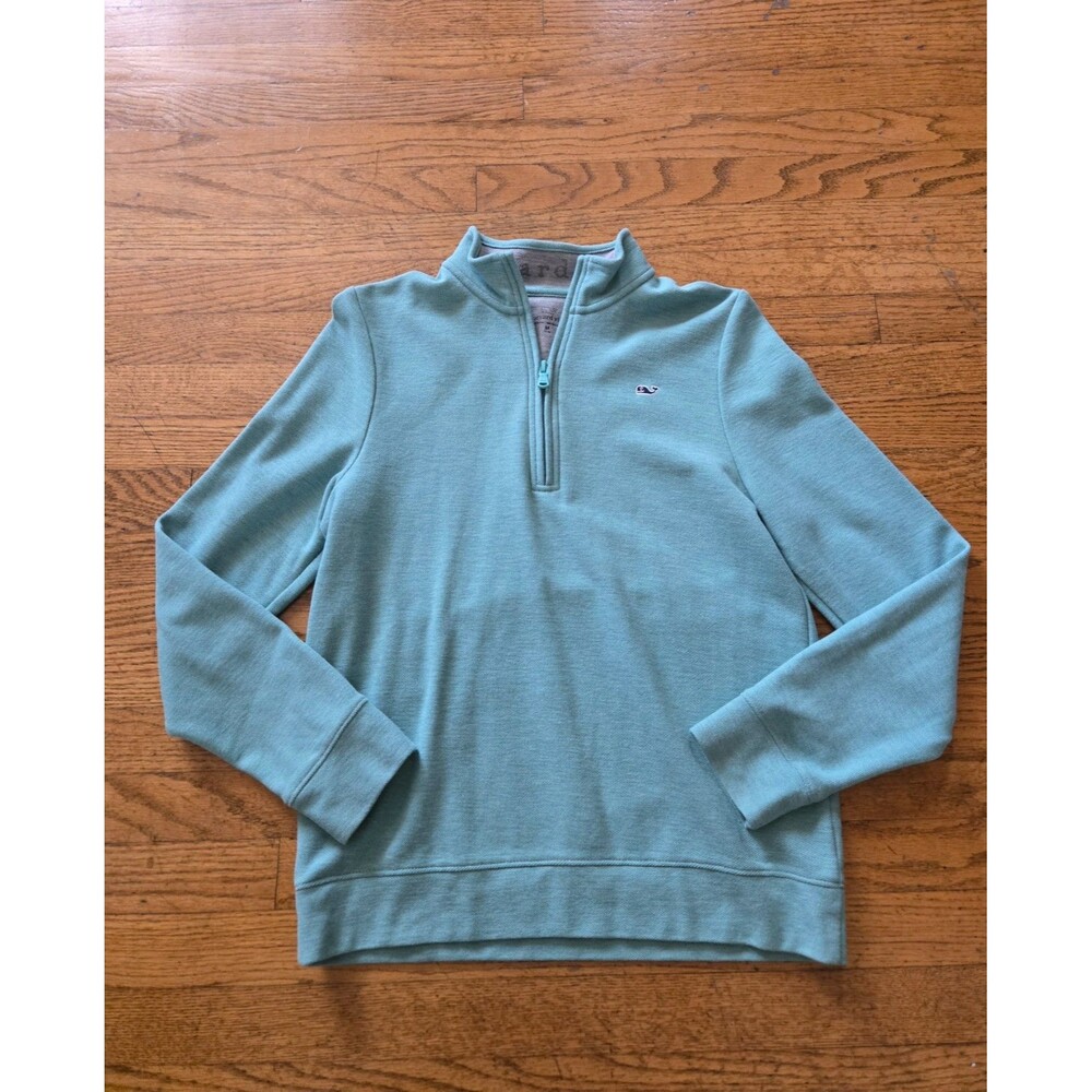 Women’s Vineyard Vines Green Quarter Zip Up Pullover Size Medium Supima Cotton